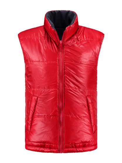 Omkeerbare werkbodywarmer – antraciet/rood