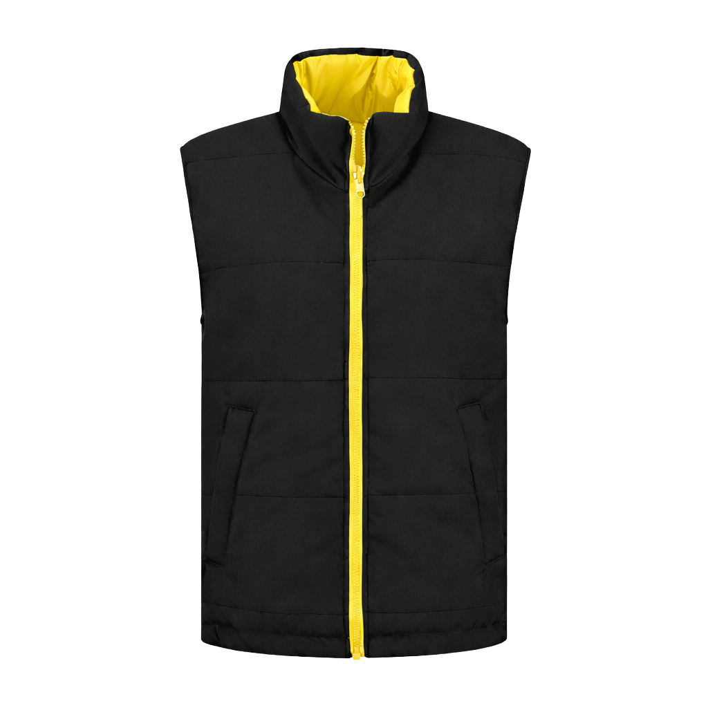 Bodywarmer Zwart met kleuraccent geel-  voor professionals comfortabel, duurzaam en representatief