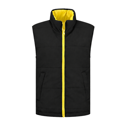 Bodywarmer Zwart met kleuraccent geel-  voor professionals comfortabel, duurzaam en representatief
