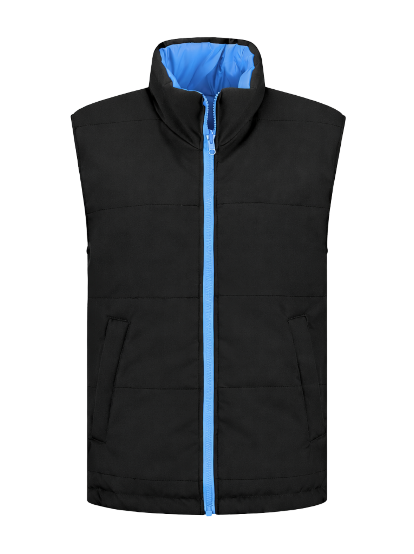 Omkeerbare werkbodywarmer – zwart/kobalt