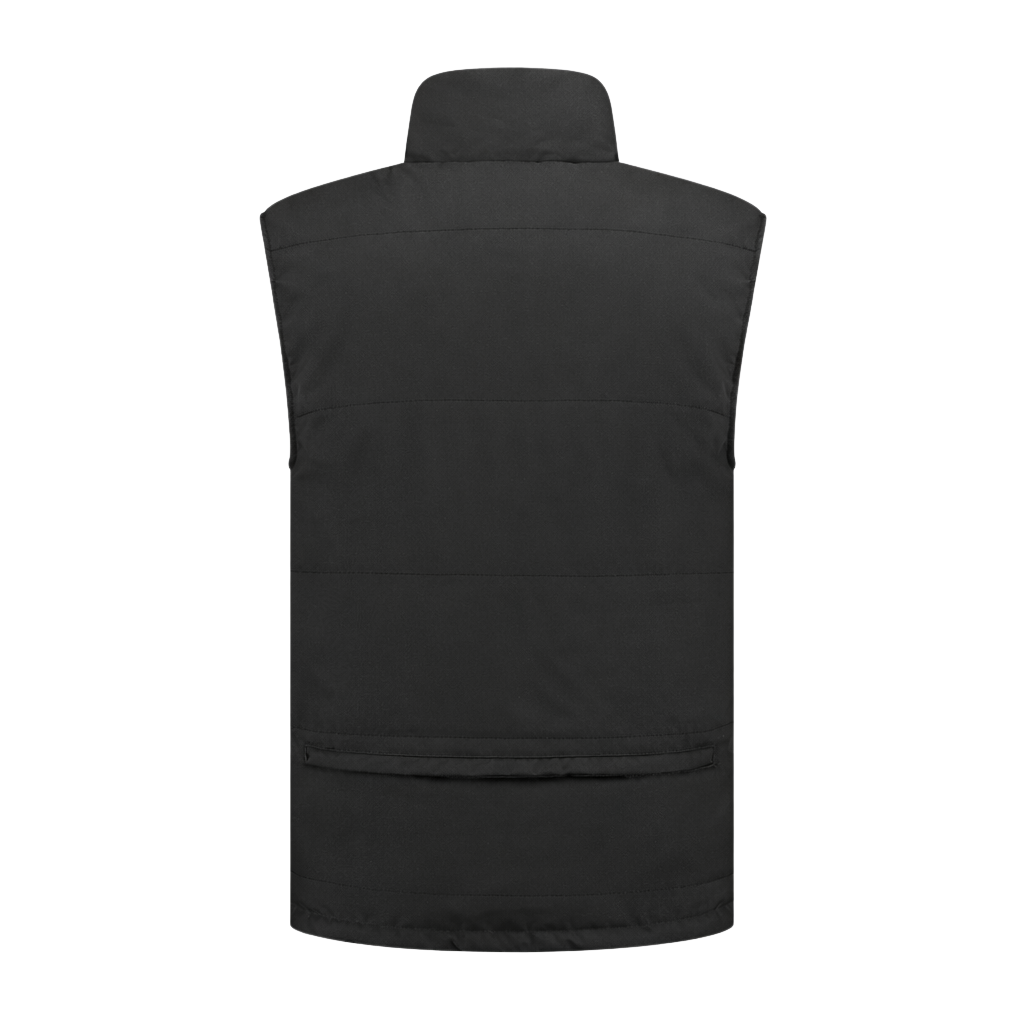 Bodywarmer Zwart met kleuraccent oranje-  voor professionals comfortabel, duurzaam en representatief