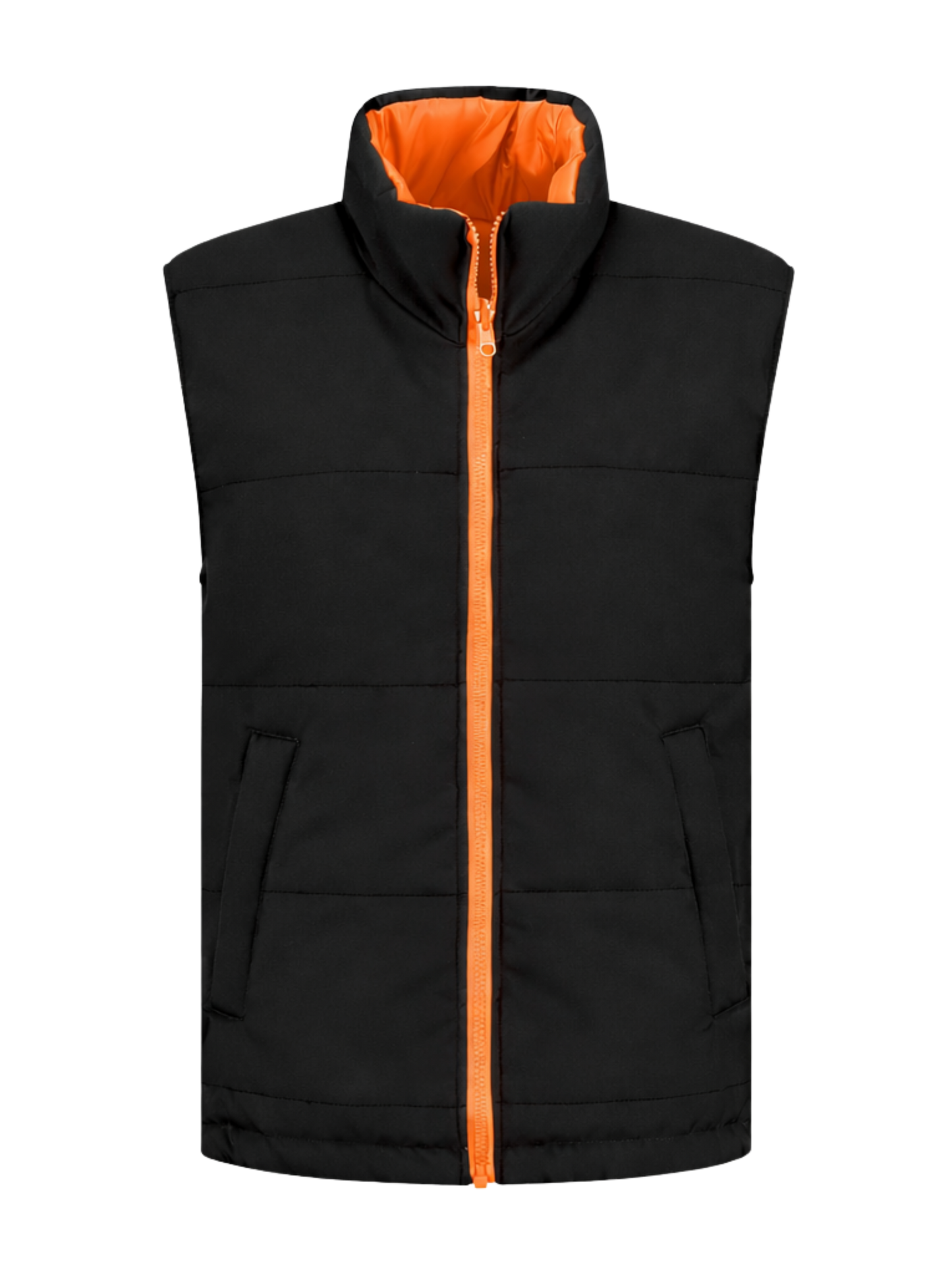 Omkeerbare werkbodywarmer –zwart/oranje