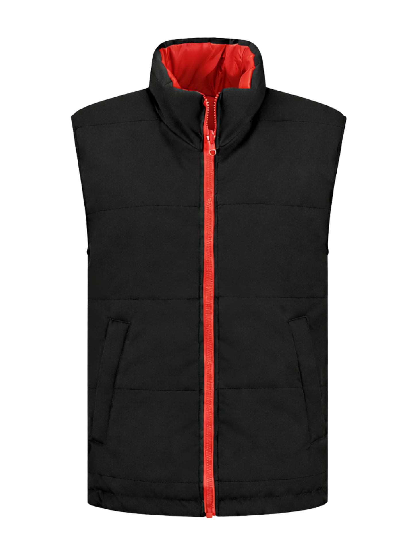 Omkeerbare werkbodywarmer – zwart/rood
