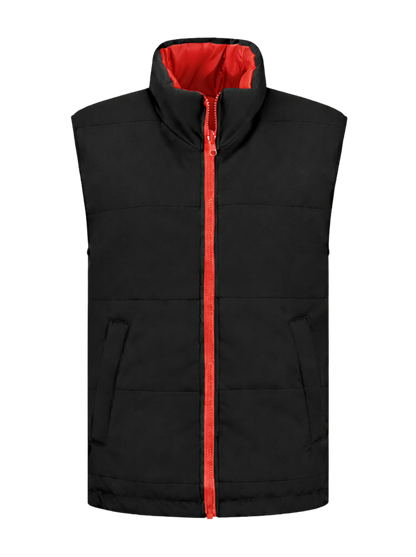 Omkeerbare werkbodywarmer – zwart/rood