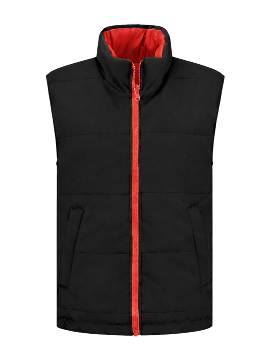 Omkeerbare werkbodywarmer – zwart/rood