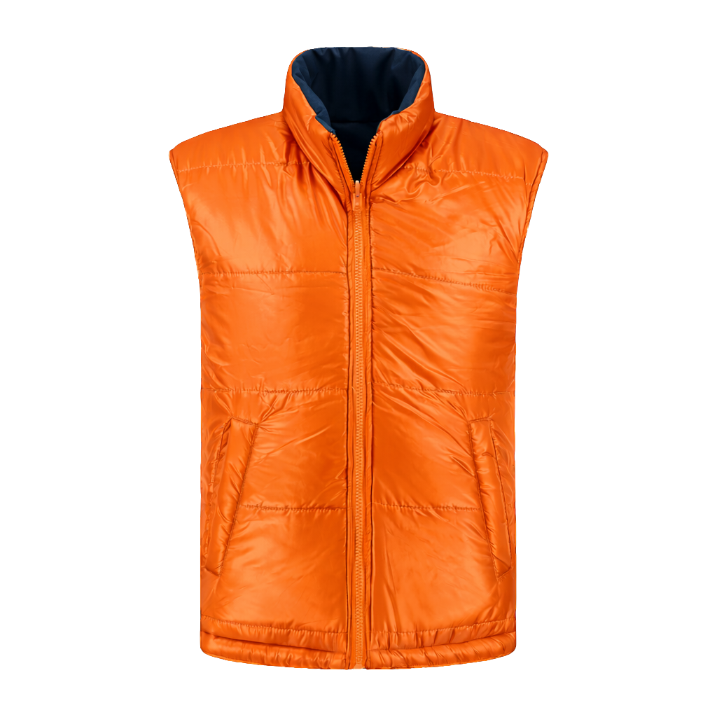 Bodywarmer Navy met kleuraccent oranje-  voor professionals comfortabel, duurzaam en representatief