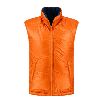 Bodywarmer Navy met kleuraccent oranje-  voor professionals comfortabel, duurzaam en representatief