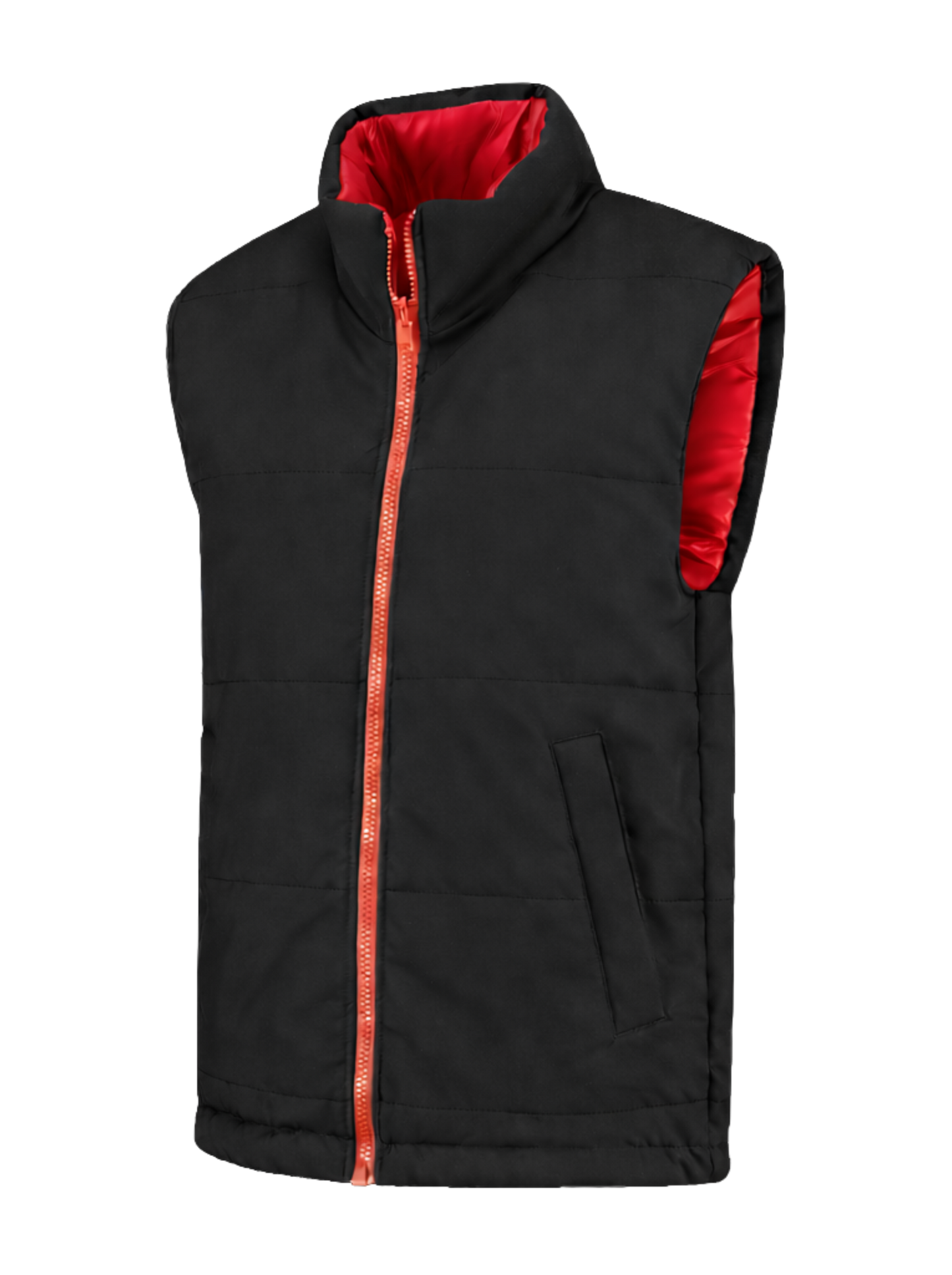 Omkeerbare werkbodywarmer – zwart/rood