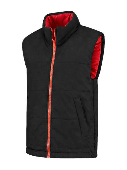 Omkeerbare werkbodywarmer – zwart/rood