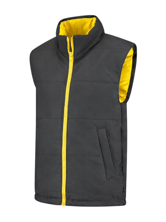Omkeerbare werkbodywarmer – antraciet/geel