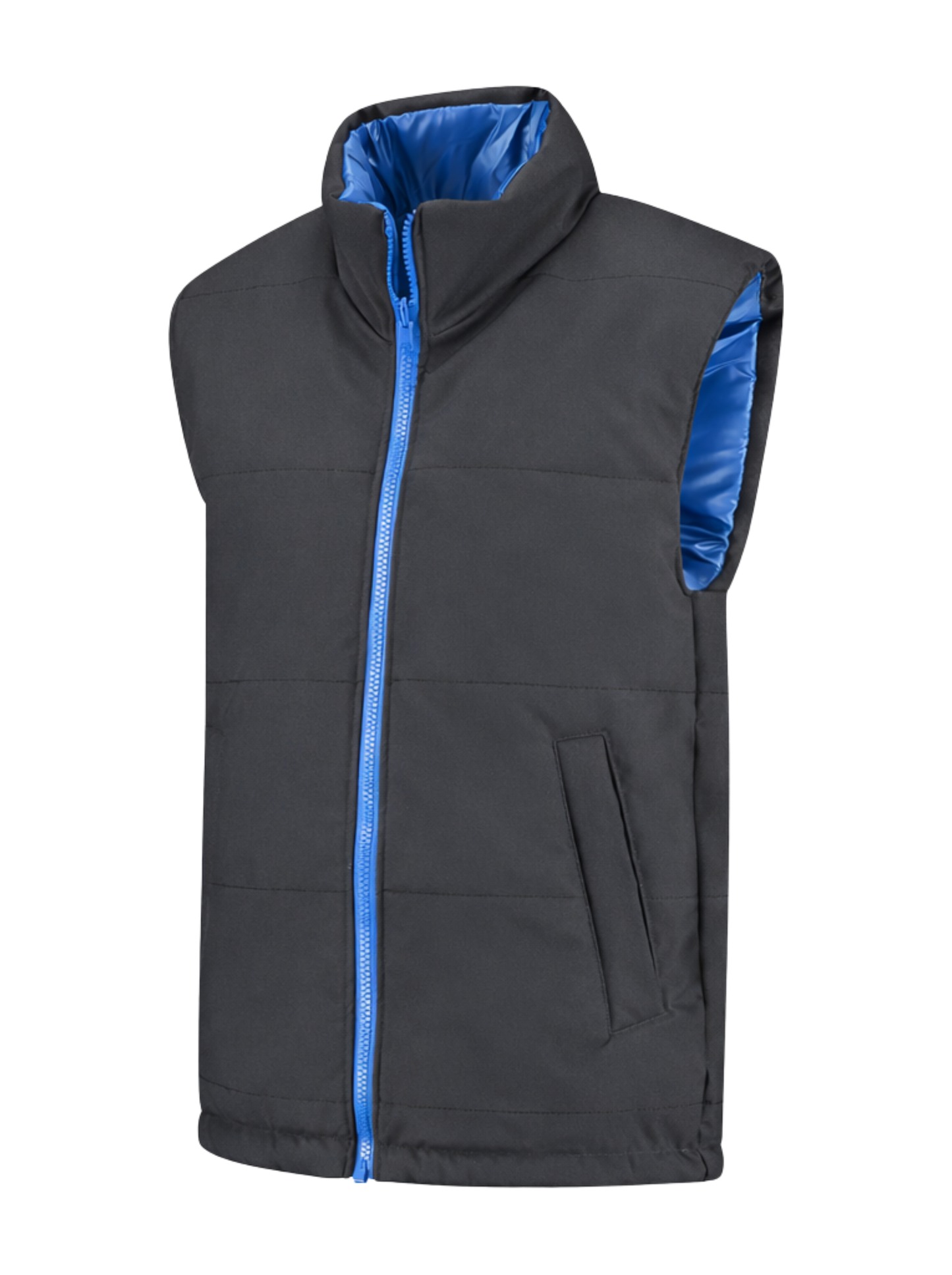 Omkeerbare werkbodywarmer – antraciet/kobalt