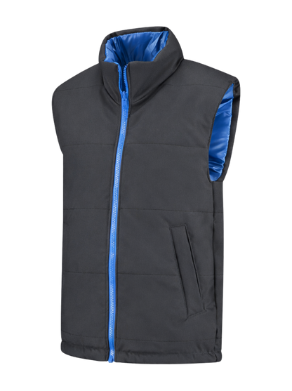 Omkeerbare werkbodywarmer – antraciet/kobalt