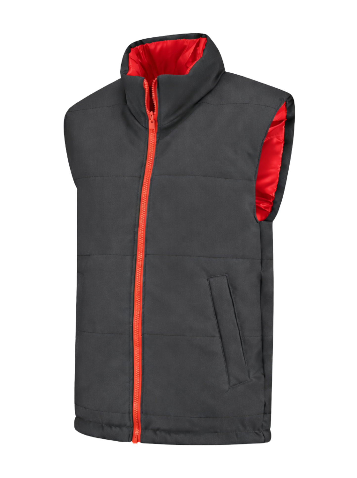 Omkeerbare werkbodywarmer – antraciet/rood