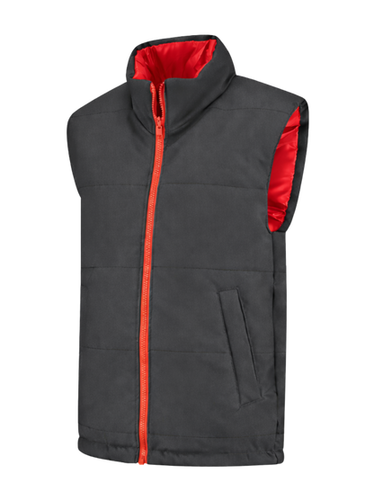 Omkeerbare werkbodywarmer – antraciet/rood
