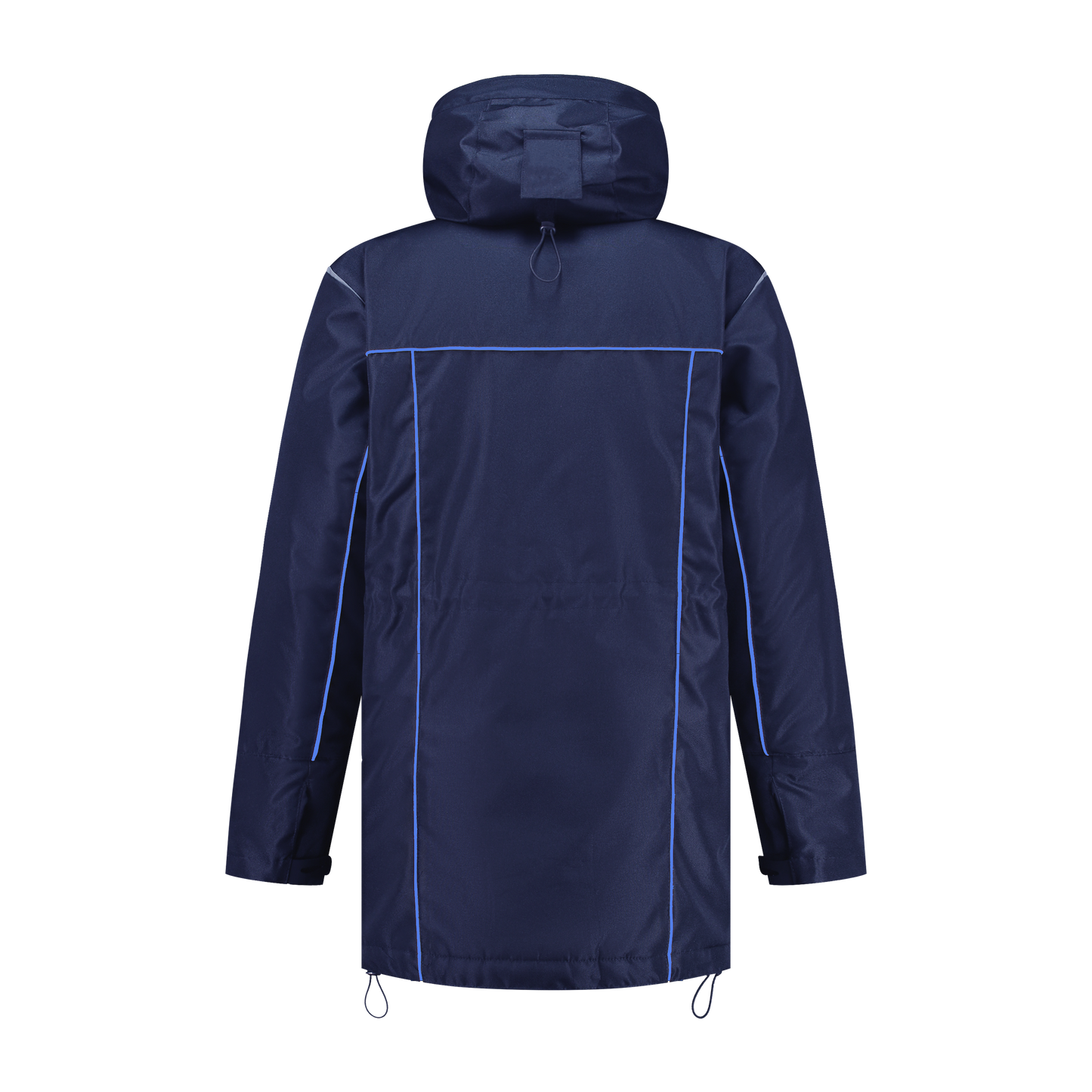 Winter werkjas blauw met kleuraccent blauw- voor professionals warm, waterdicht en herkenbaar