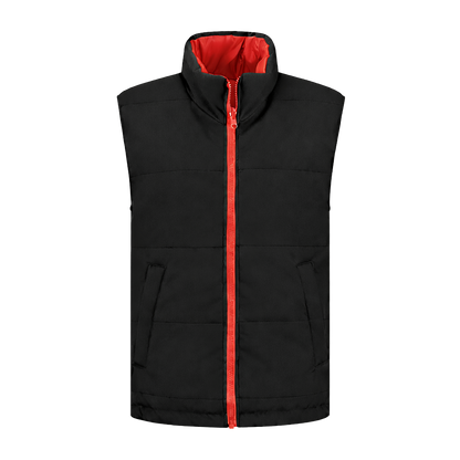 Bodywarmer Zwart met kleuraccent rood-  voor professionals comfortabel, duurzaam en representatief
