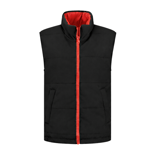 Bodywarmer Zwart met kleuraccent rood-  voor professionals comfortabel, duurzaam en representatief