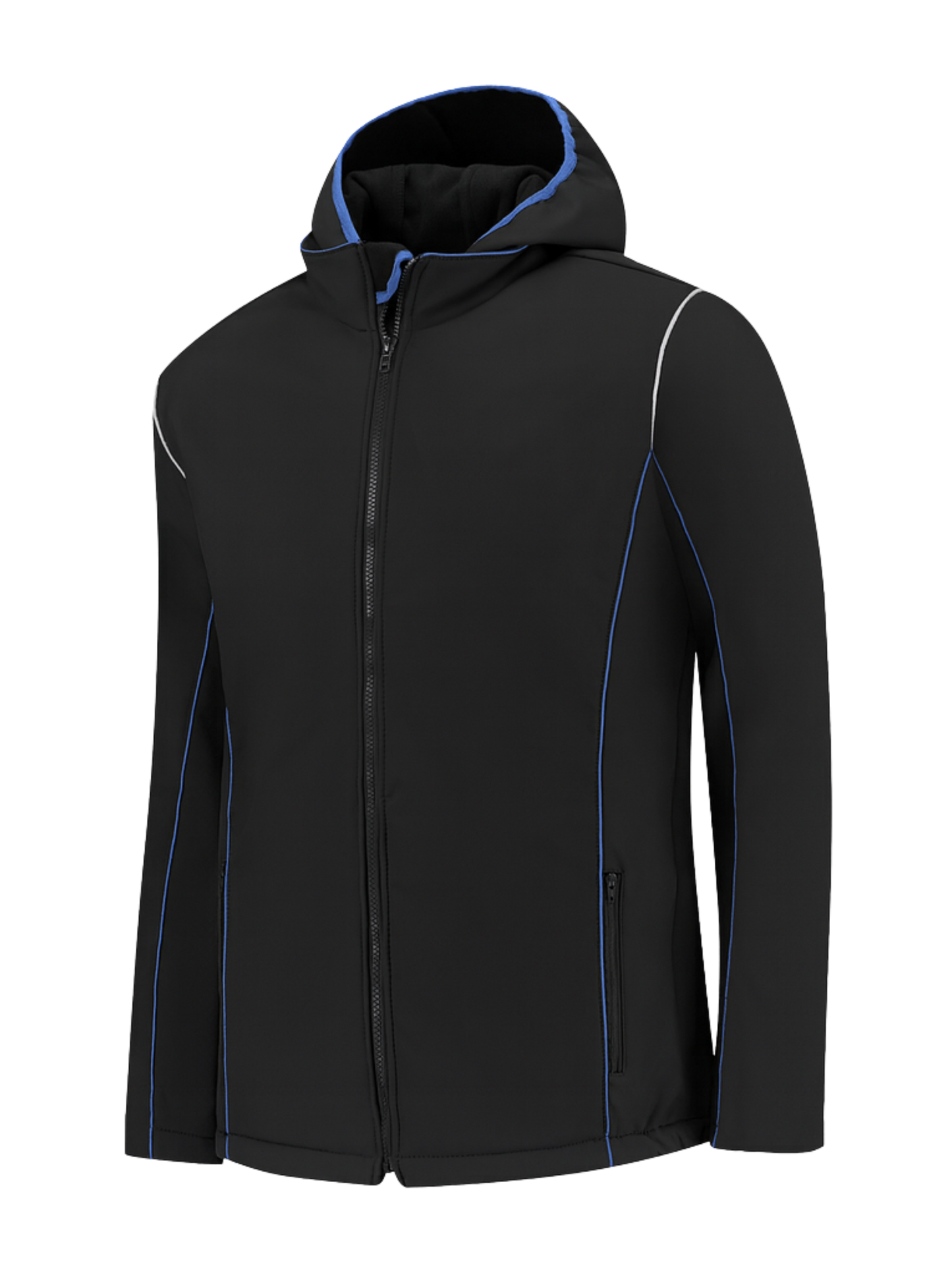 Comfortabele softshell werkjas – zwart/kobalt