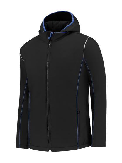 Comfortabele softshell werkjas – zwart/kobalt