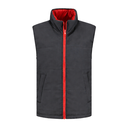 Bodywarmer Antraciet met kleuraccent rood- voor professionals comfortabel, representatief en duurzaam