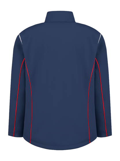 Comfortabele softshell werkjas – navy/rood