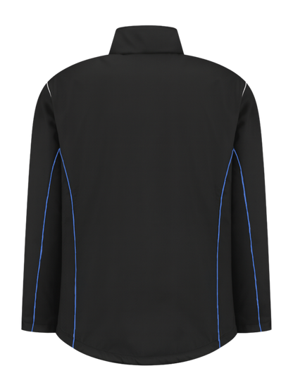 Comfortabele softshell werkjas – zwart/kobalt