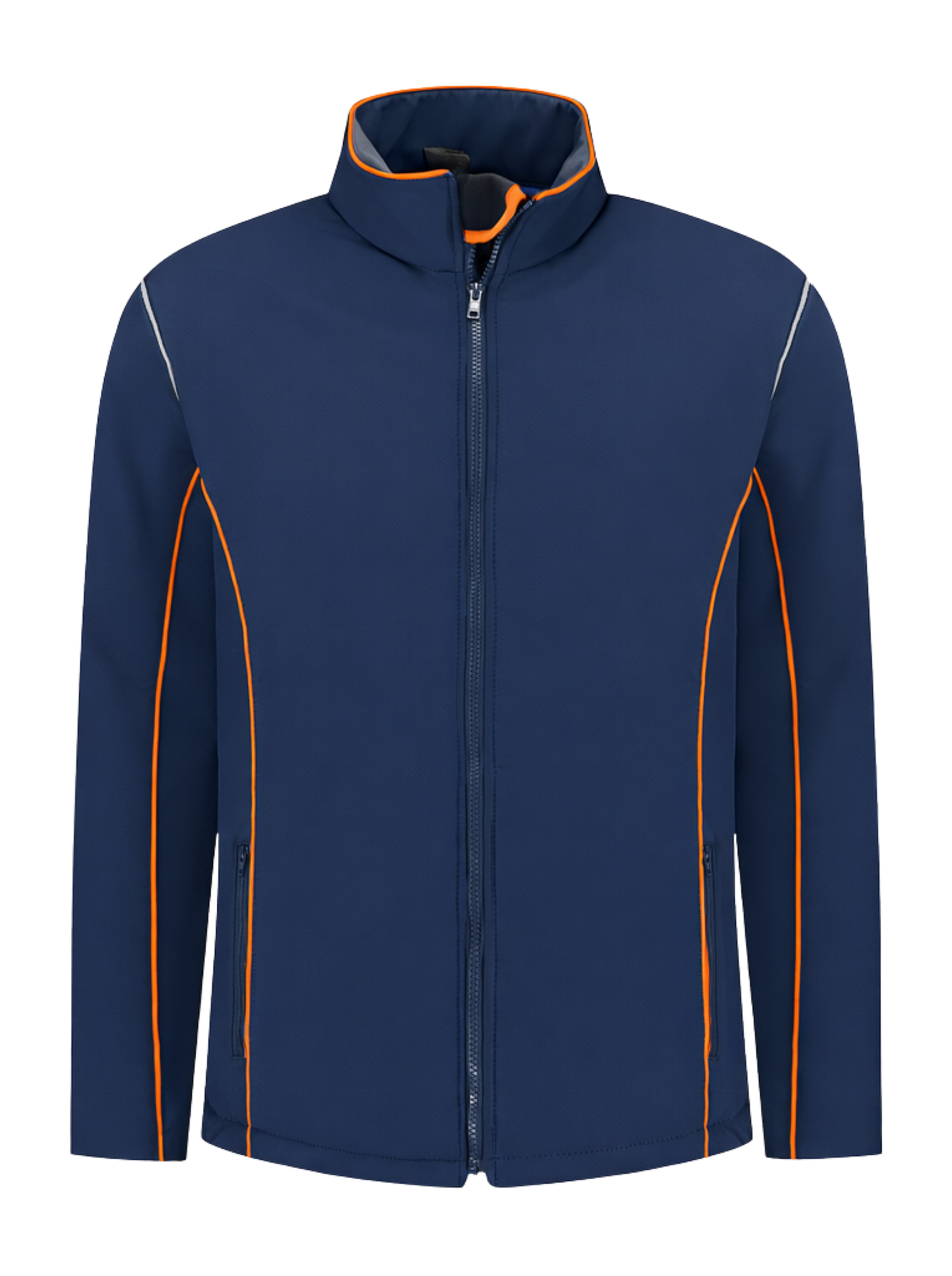 Comfortabele softshell werkjas – navy/oranje