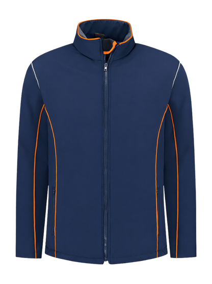 Comfortabele softshell werkjas – navy/oranje