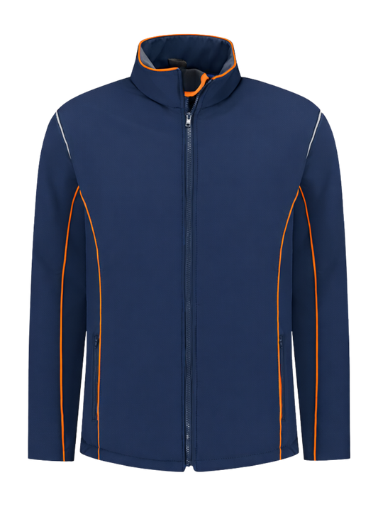 Comfortabele softshell werkjas – navy/oranje