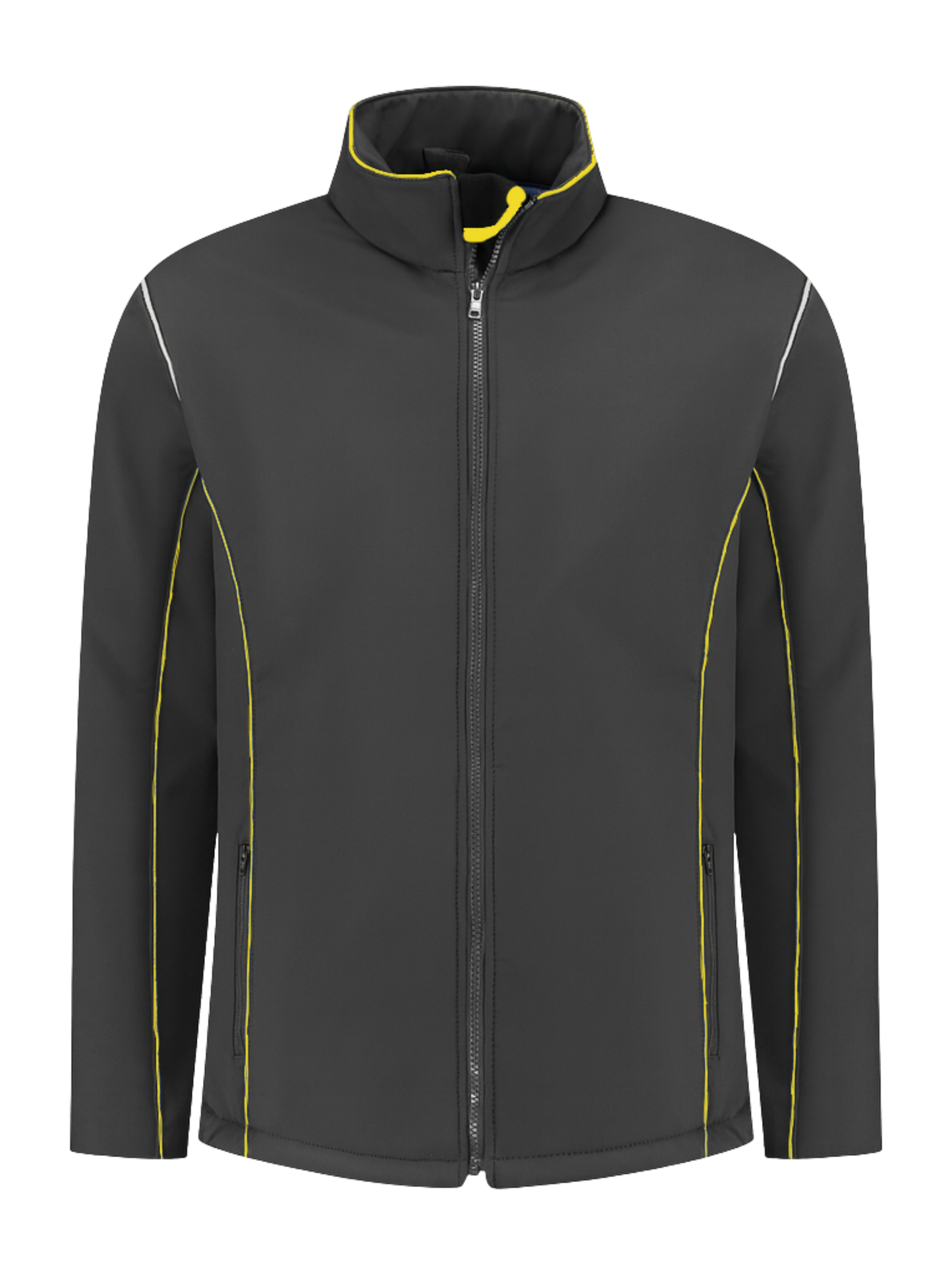 Comfortabele softshell werkjas – antraciet/geel