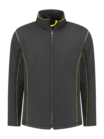 Comfortabele softshell werkjas – antraciet/geel