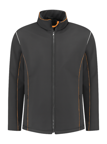 Comfortabele softshell werkjas – antraciet/oranje