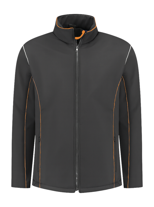 Comfortabele softshell werkjas – antraciet/oranje