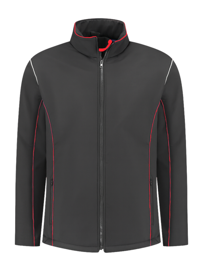 Comfortabele softshell werkjas – antraciet/rood