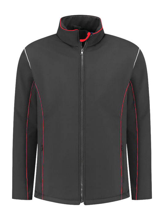 Comfortabele softshell werkjas – antraciet/rood