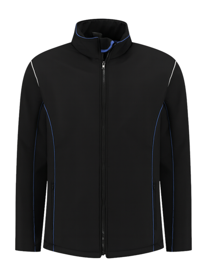 Comfortabele softshell werkjas – zwart/kobalt