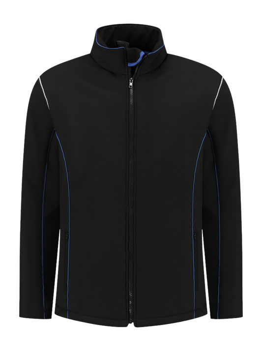 Comfortabele softshell werkjas – zwart/kobalt