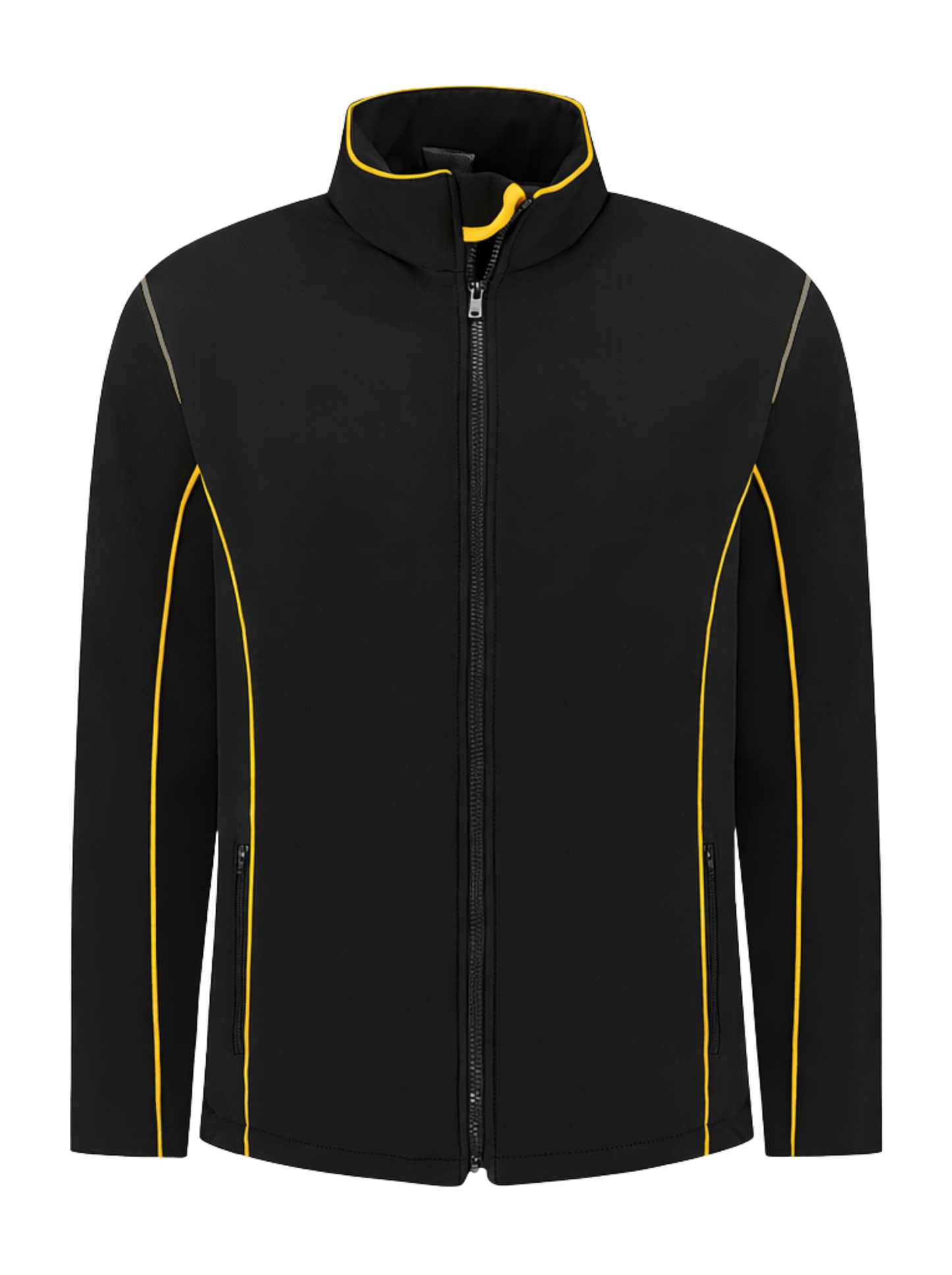 Comfortabele softshell werkjas – zwart/geel