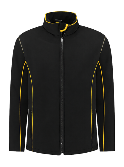 Comfortabele softshell werkjas – zwart/geel