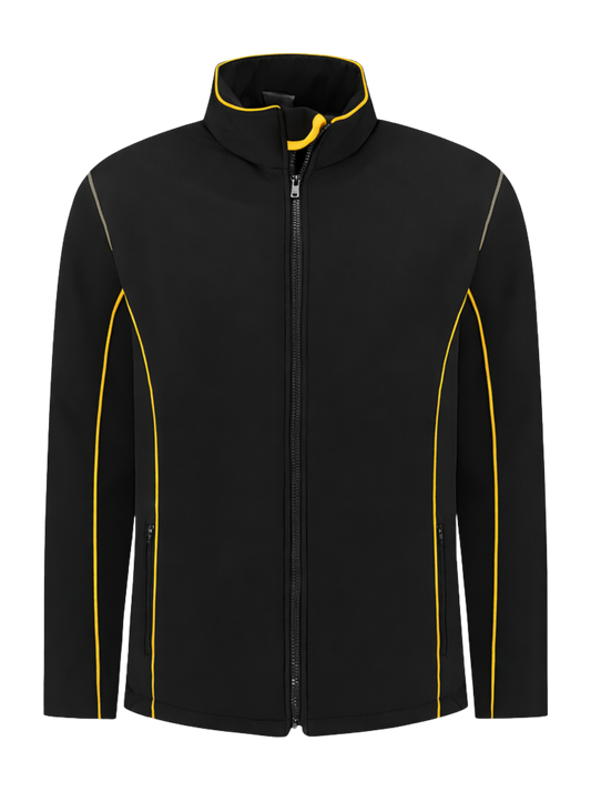 Comfortabele softshell werkjas – zwart/geel