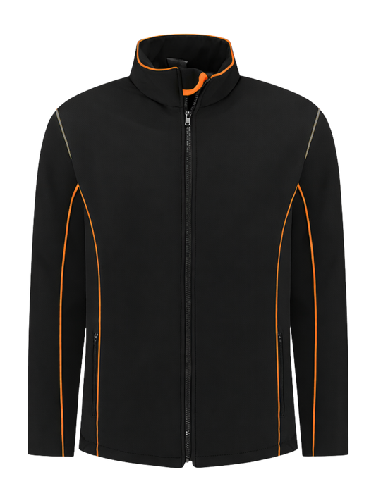 Comfortabele softshell werkjas – zwart/oranje