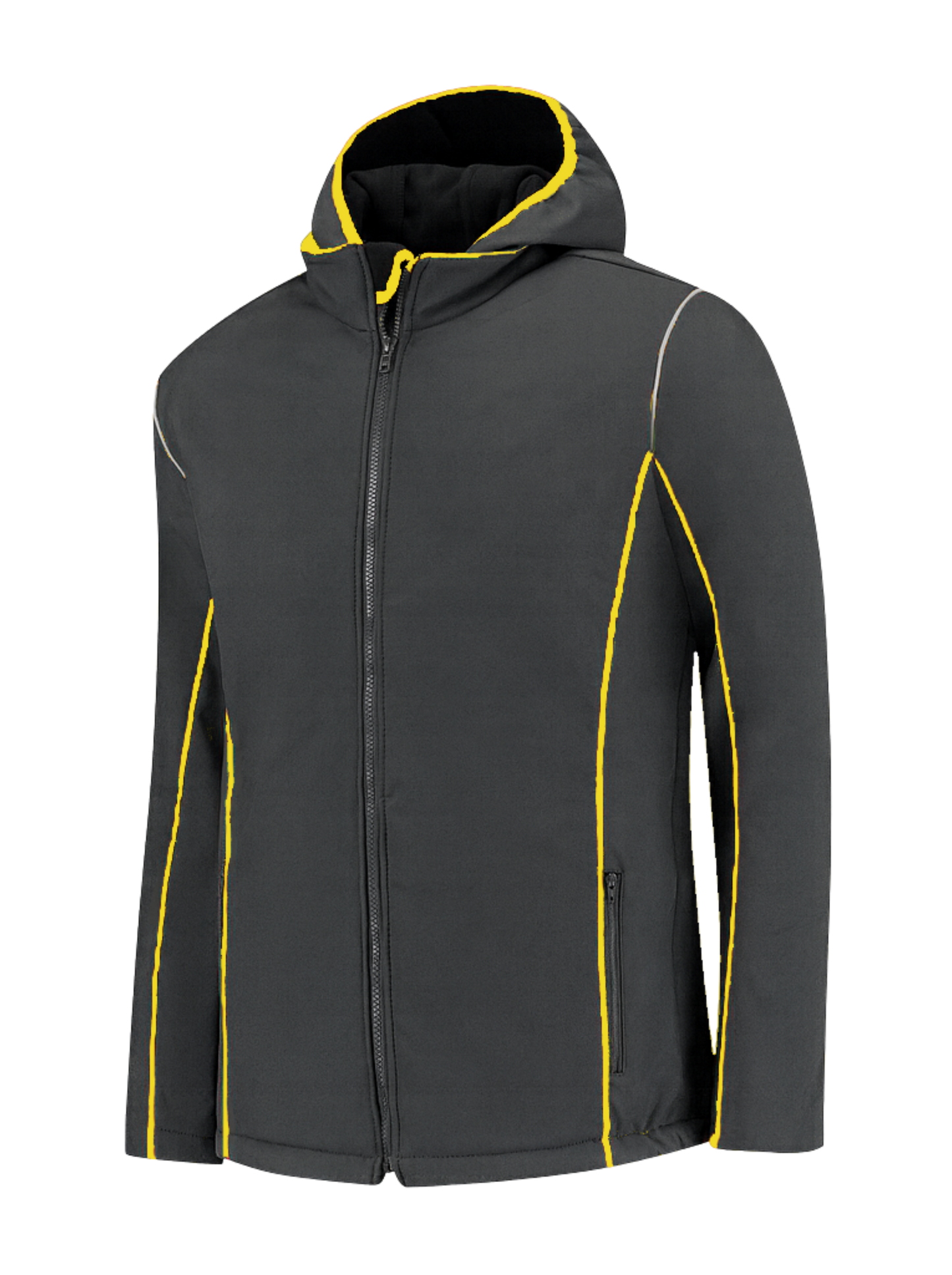 Comfortabele softshell werkjas – antraciet/geel