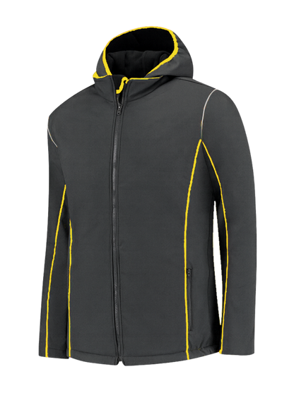 Comfortabele softshell werkjas – antraciet/geel