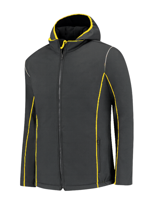 Comfortabele softshell werkjas – antraciet/geel