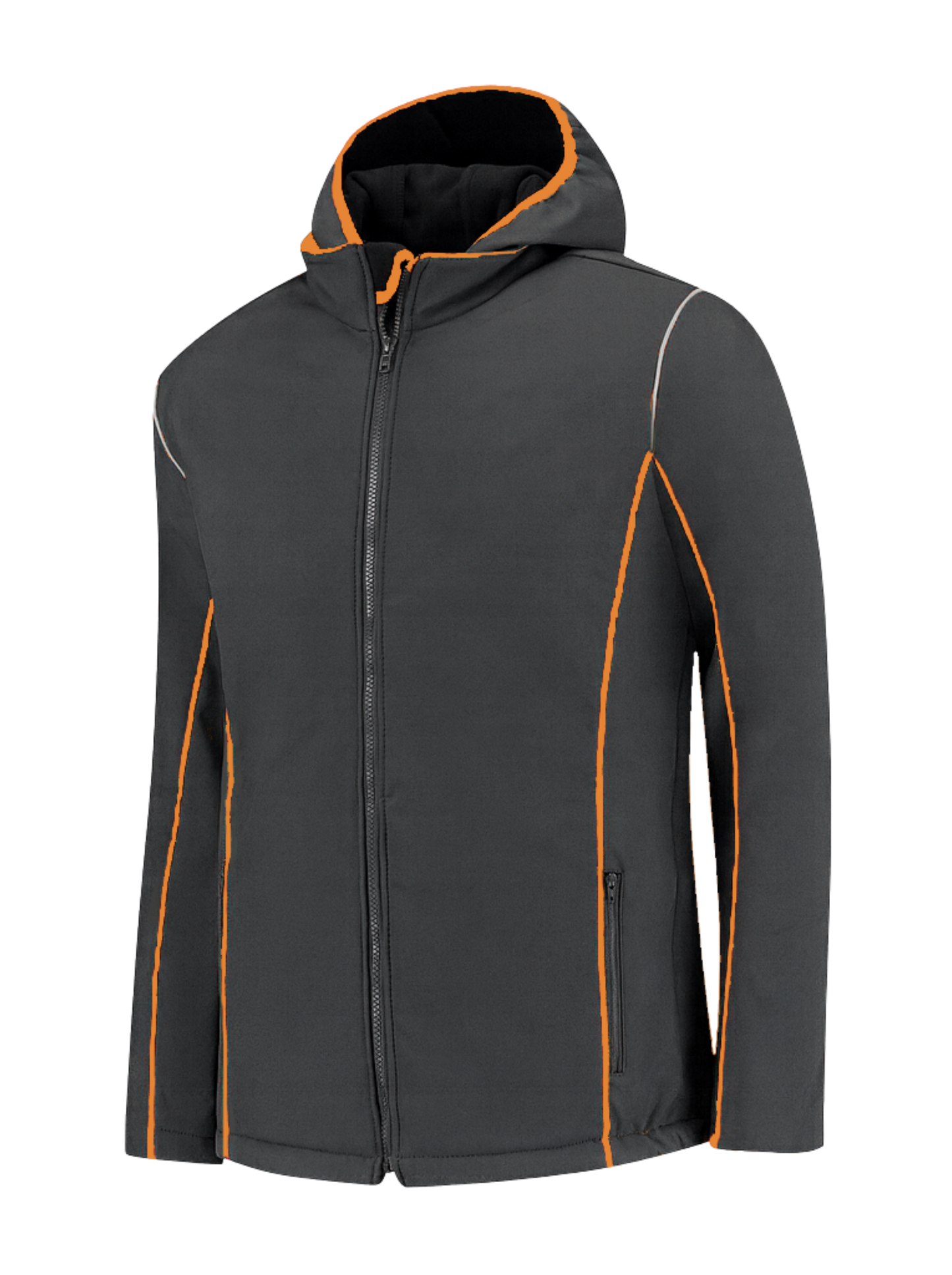 Comfortabele softshell werkjas – antraciet/oranje