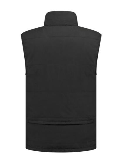 Omkeerbare werkbodywarmer –zwart/oranje