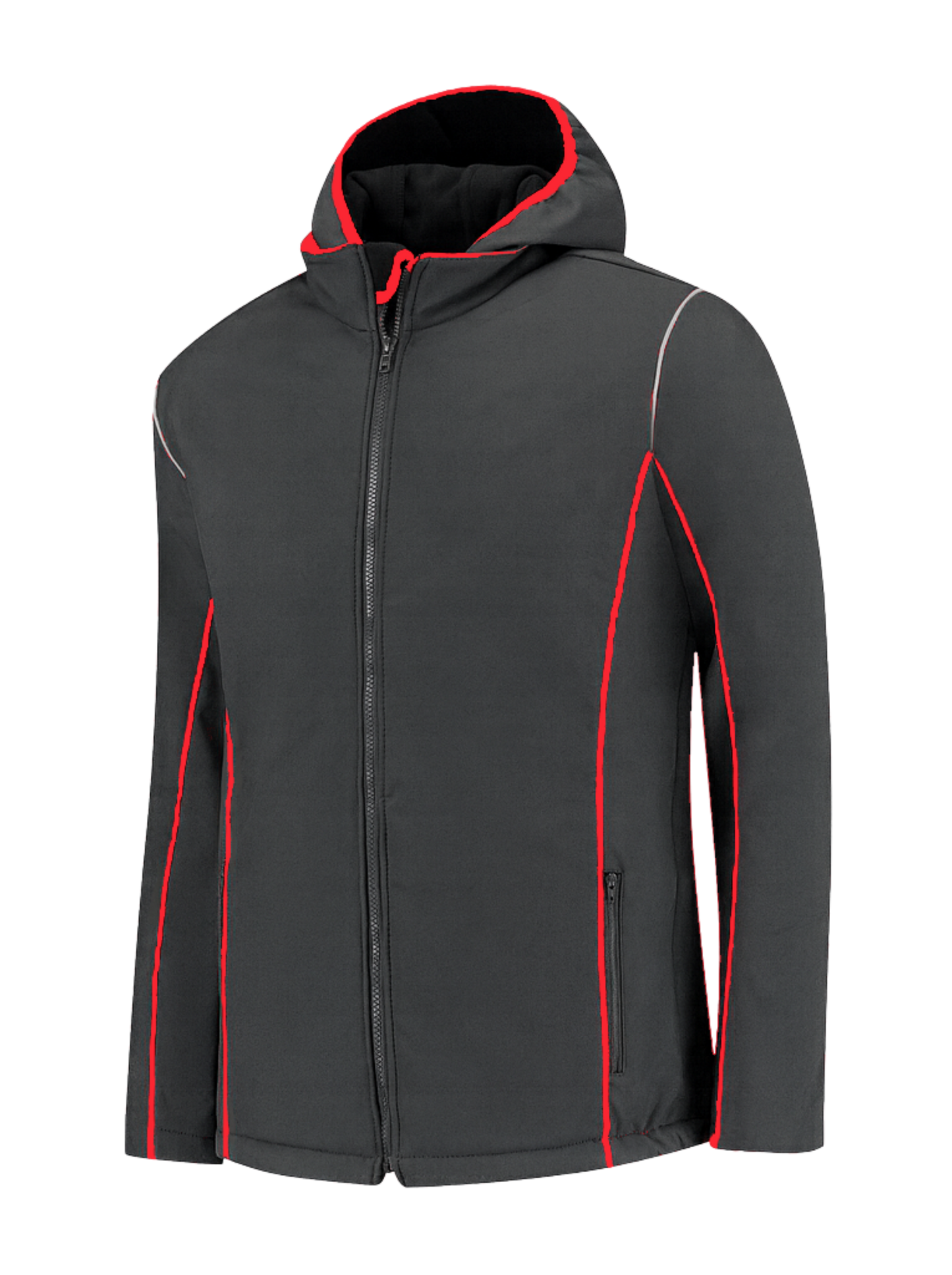 Comfortabele softshell werkjas – antraciet/rood
