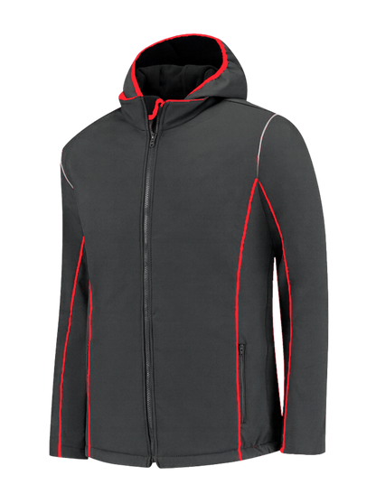 Comfortabele softshell werkjas – antraciet/rood