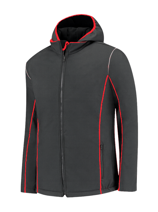 Comfortabele softshell werkjas – antraciet/rood