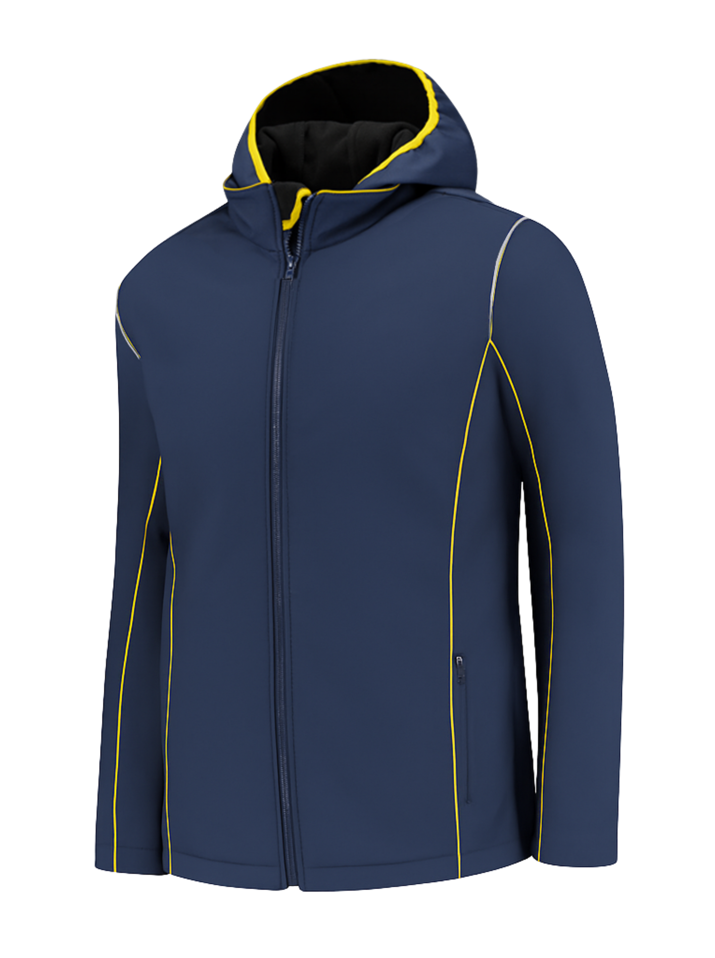 Comfortabele softshell werkjas – navy/geel
